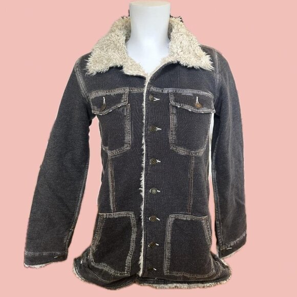 Free People Sherpa Vintage Denim Gray size M - Picture 1 of 8